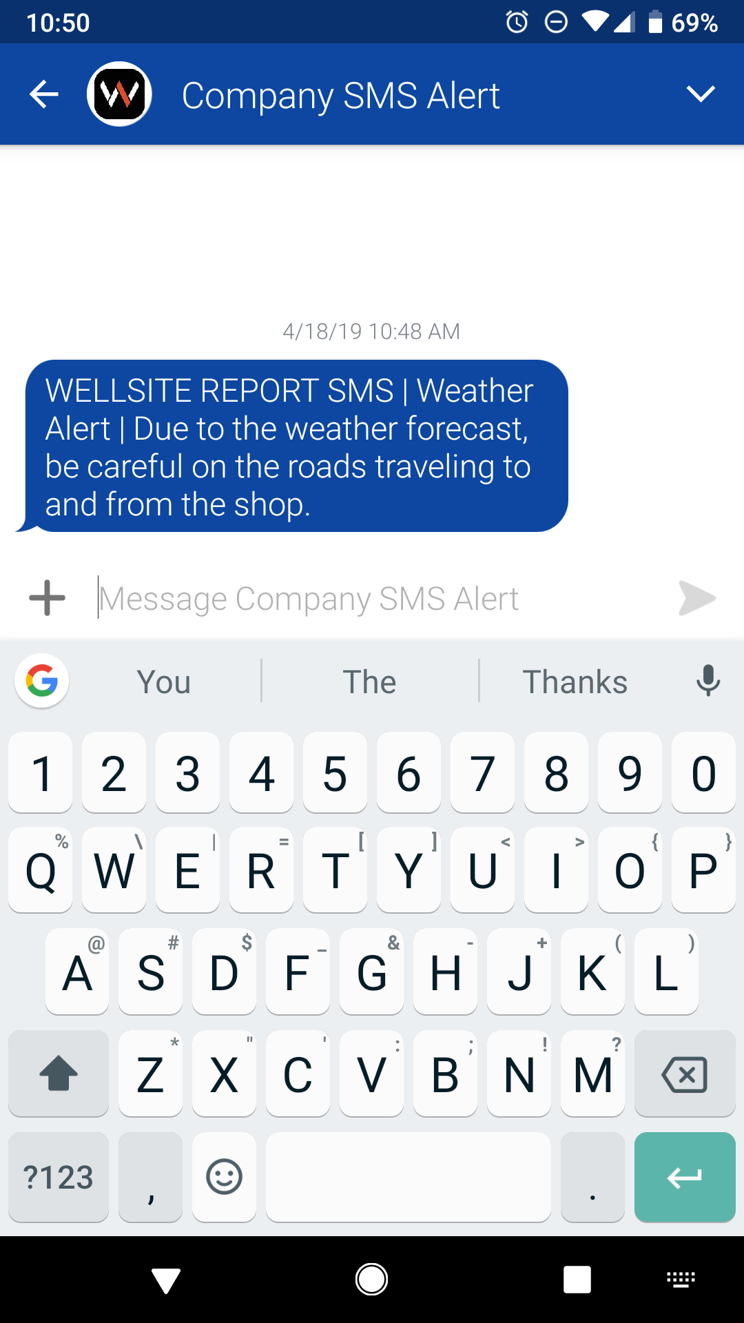 SMS received by employees