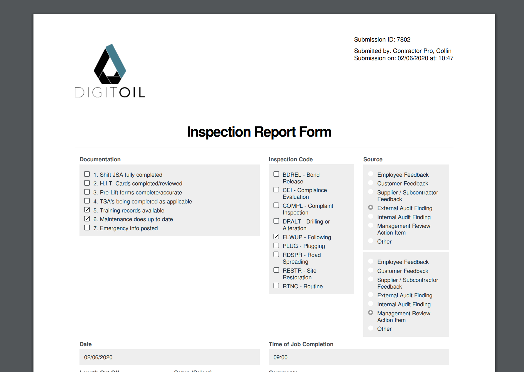 Checkbox and Radio Fields PDF display sample