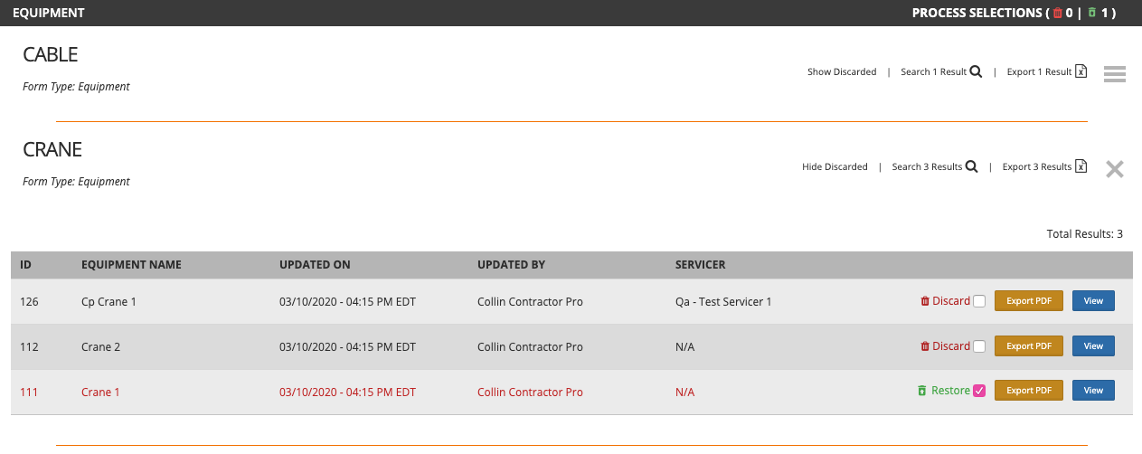 Equipment Discard Feature Demo