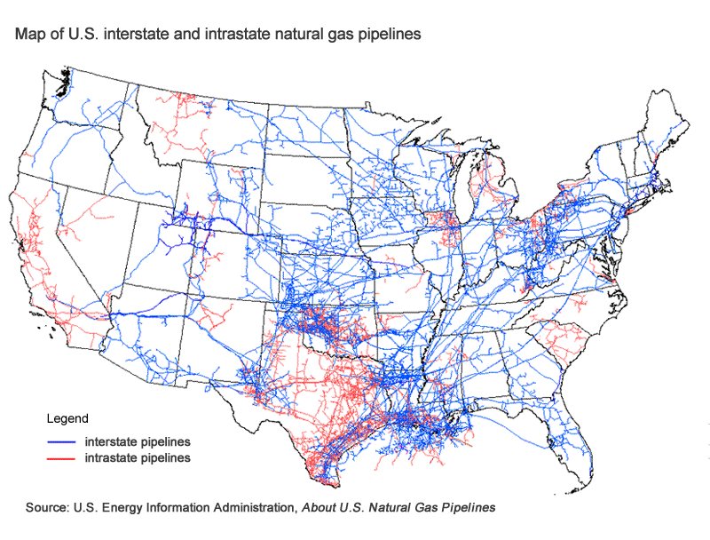 Map of US gas pipelines