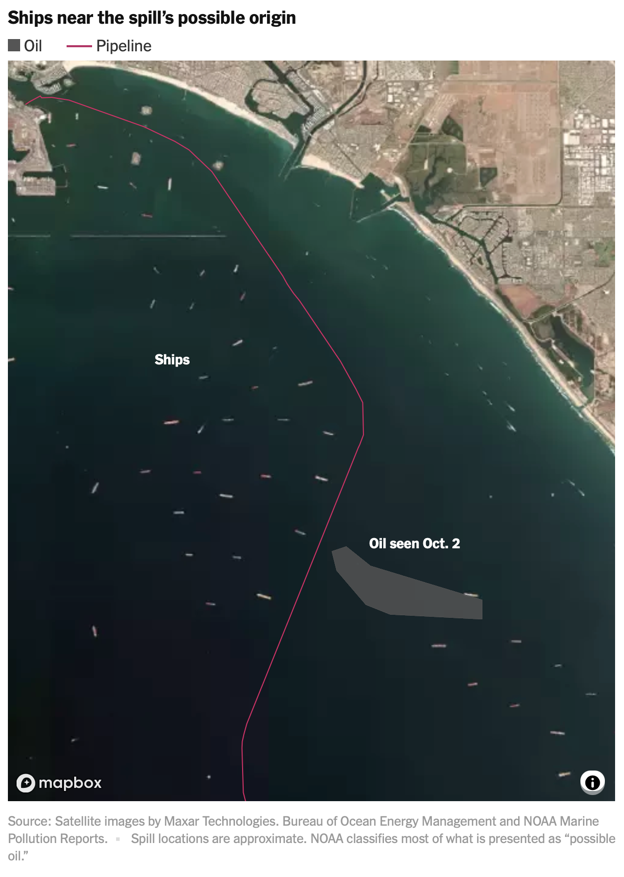 California ships near spills map